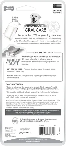 Vista 8 de Nylabone Advanced Oral Care - Kit dental para perros mayores con cepillo de dientes de cerdas suaves y acolchadas, 3