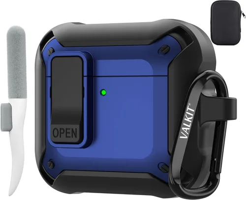 Vista 32 de Valkit Funda para Airpods Pro 2 con cerradura, funda militar de cuerpo completo para AirPod Pro rígida con llavero, funda para Airpods Pro de 2ª/1ª