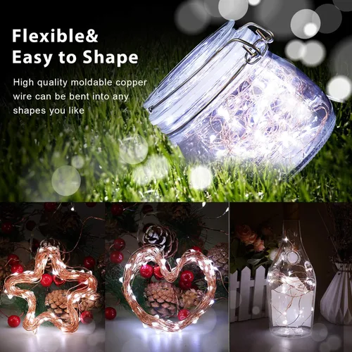 Vista 6 de Ariceleo Guirnalda de luces LED de hadas USB, 1 paquete de luces de hadas de alambre de cobre para interiores, dormitorio, festival, Navidad, boda