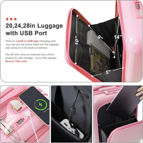 Vista 16 de Merax Juego de equipaje rígido ABS expandible de 3 piezas con rueda giratoria Maleta TSA Lock Suit Case, Negro -, Juego de 2 piezas, Equipaje