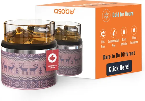 Vista 14 de asobu Vaso de whisky con funda aislada de acero inoxidable, 10.5 onzas (Rosa Aqua)