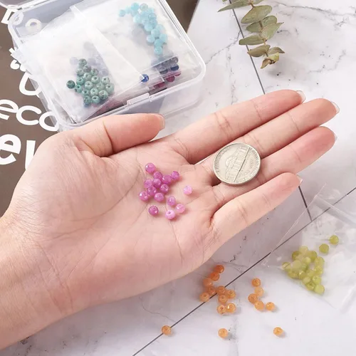 Vista 8 de Pandahall - 450 cuentas de jade facetadas naturales teñidas de 0.157 pulgadas (0.157 in), cuentas de piedras preciosas espaciadoras sueltas pequeñas