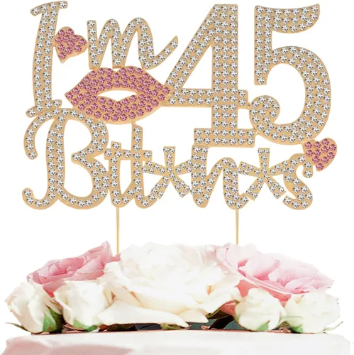 Vista 9 de ¡Soy el topper de pastel de cumpleaños número 15 divertido en oro y rosa con strass - ¡Feliz cumpleaños número 15, saludos a los quince años!