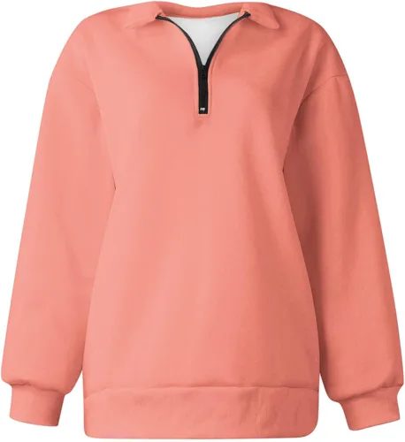 Vista 5 de Ceboyel Sudadera de gran tamaño con cremallera de un cuarto para mujer, sudadera con capucha Y2K para otoño, ropa de moda 2023