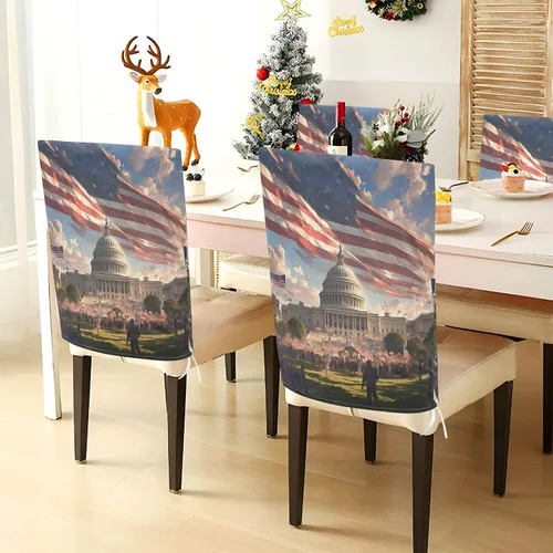 Vista 4 de 4th of July Independence Day White House Decorative Dorm Desk Chair Cover for Bedroom Anti-Dust Slip Cover protectores para sillas de comedor 6 Set
