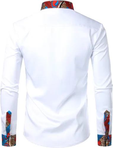 Vista 2 de ZEROYAA Camisas de cuello mandarín con botones de manga larga y botones para hombre