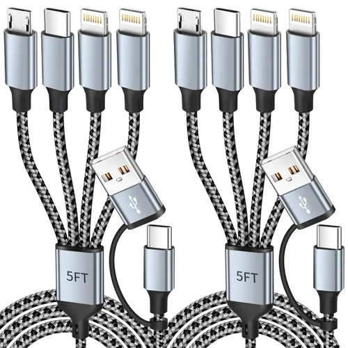 Vista 9 de MPATIBY - Cable de carga múltiple, doble tipo C Cable de carga de nailon trenzado 3 en 1 con puertos IP/tipo C para teléfonos