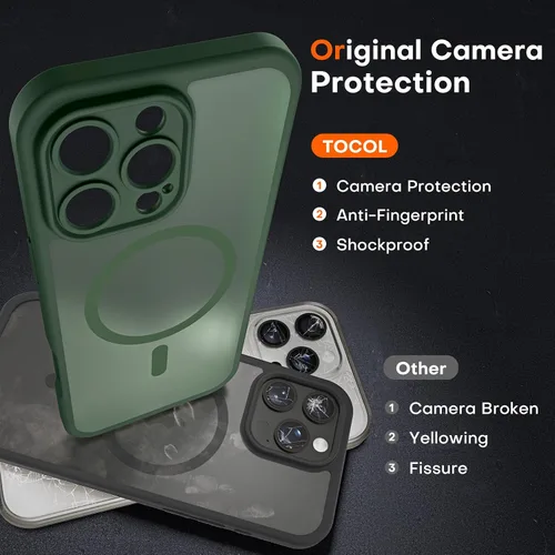 Vista 834 de TOCOL Funda para iPhone 11, compatible con Magsafe, protección completa de cámara, imanes integrados, protección contra caídas, funda translúcida