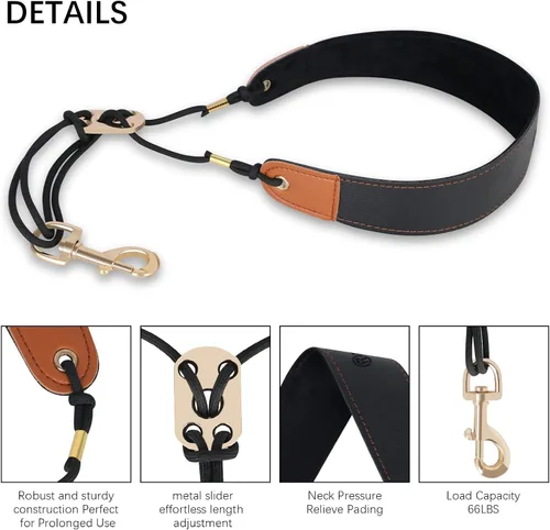 Vista 2 de RANMING Saxophone Neck Strap,Leather Saxophone Strap Closed Swivel Metal Hook with Rubber Ring,Adjustable length Alto Sax Neck Strap for Soprano