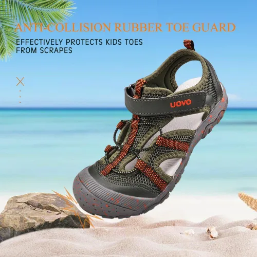 Vista 4 de UOVO Sandalias para niños, sandalias de senderismo atléticas con punta cerrada, sandalias de verano para niños de secado rápido