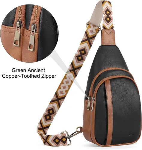 Vista 6 de Bolsos cruzados CLUCI para mujer y hombre, bolso bandolera de cuero, mochila de cuerpo cruzado para mujer, regalos para mujeres, cumpleaños, único