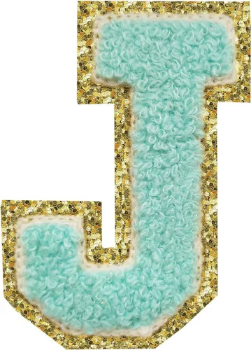 Vista 11 de 3Pcs Letter Patches Varsity Glitters Chenille,SPRT Iron on Blue Letter Patch,Alphabet Cloth Patch for Team Costume Decoration 3.1in Height S