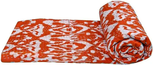 Vista 5 de Edredón Kantha de algodón con estampado indio de Ikat, hecho a mano Kantha, funda de cama de algodón cosida a mano Gudari, manta bohemia Kantha Negro
