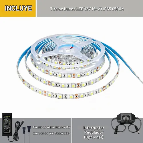 Vista 6 de JOYLIT Tira de luces LED blancas de 12V 6000-6500K 16.4ft/5M SMD5050 Blanco frío