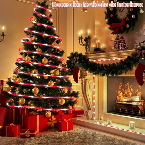 Vista 7 de Hiboom Luces de cuerda de bastón de caramelo navideño de 65.6 pies, 8 modos de iluminación, impermeables para exteriores, luces de cuerda navideñas
