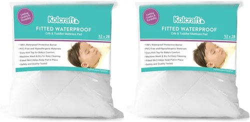 Vista 9 de Kolcraft Protector de colchón de cuna impermeable y ajustable, funda protectora de colchón y funda de cama infantil, duradera y cómoda, lavable a