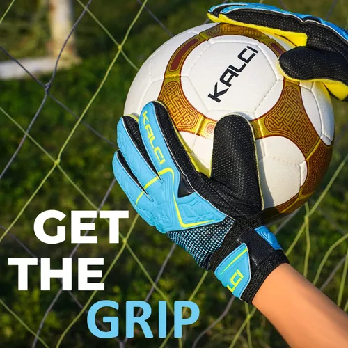 Vista 8 de Kalci Guantes de portero de fútbol para niños y jóvenes, guantes de portero para jugadores de campo para niños y niñas, en relieve, antideslizantes