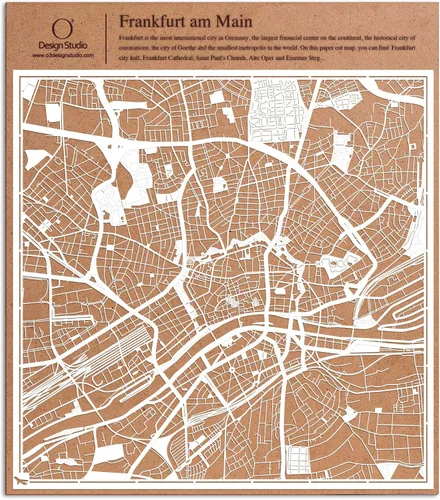 Vista 35 de O3 Design Studio Aberdeen - Mapa de papel cortado en papel blanco de 12 x 12 pulgadas