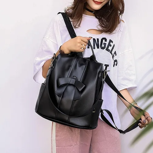 Vista 3 de XingChen Mochilas y monederos para mujer, de piel sintética, antirrobo, a la moda, casual, ligero, de viaje, bolso de hombro, Negro -, Viajar
