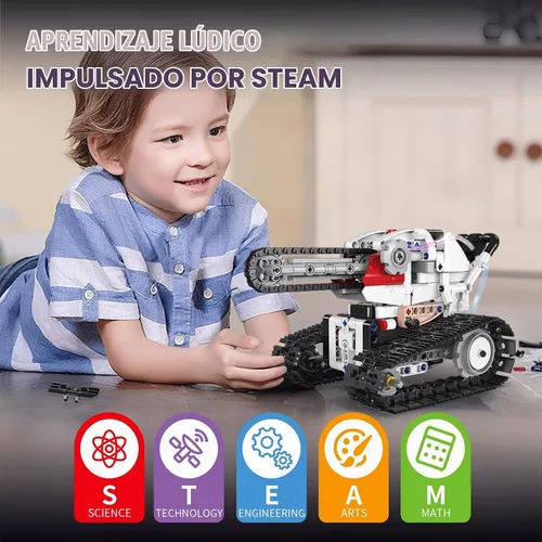Vista 7 de Kit de construcción de robot RC STEM 5 en 1 para niños, juego de constructor de APP y control remoto, juguetes RC para niños bloques 419 piezas
