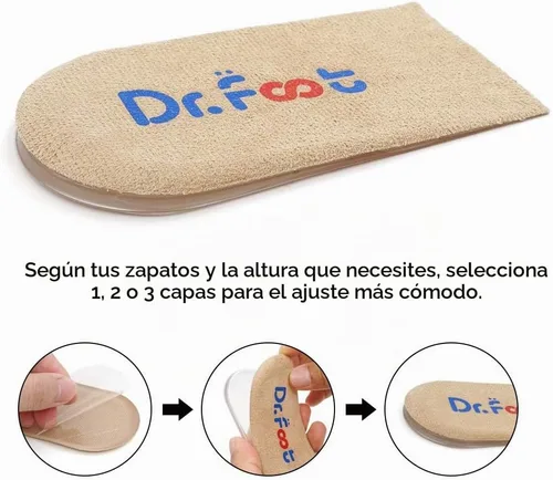 Vista 4 de Dr.Foot - Insertos ortopédicos ajustables para levantamiento de talón, plantilla de aumento de altura para discrepancias de longitud de piernas Beige