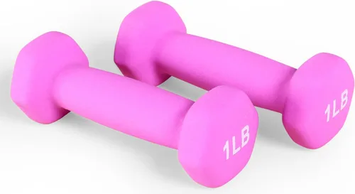 Vista 2 de Fitvids Neoprene Dumbbell Hand Weights, Anti-Slip, Anti-roll, Hex Shape Colorful, Pair or Set with Stand