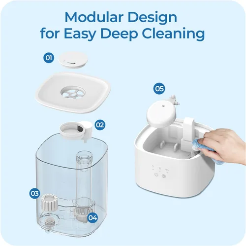 Vista 5 de Humidificadores de 2.5L para dormitorio, humidificadores de niebla fría de llenado superior para habitación grande, fáciles de llenar y limpiar, 30H