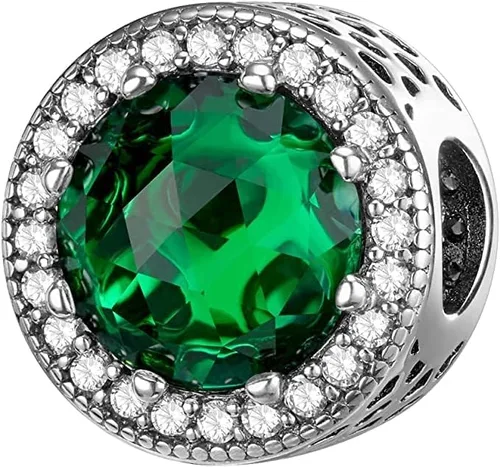 Vista 2 de LNQOBU Dijes de cristal de Murano para pulsera de plata de ley 925, dije redondo en forma de corazón para pulseras y collares de mujer y niña