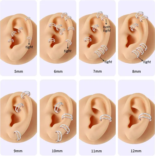 Vista 5 de PEAKLINK 316L Anillo Clicker de Segmento con Bisagra Sin Costuras Aro para Nariz Septum Hélix Conch Joyería de Piercing 5PCS Aretes de Aro Daith
