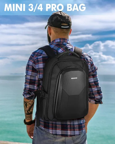 Vista 9 de PEKREWS - Funda para DJI Mini 3 / Mini 4 Pro, para RC 2, controlador RC-N3/N2/N1 Fits 15.6'' Laptop, Expandable 30 L Drone Backpack, Waterproof