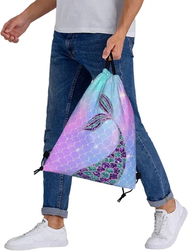 Vista 7 de BWBFVPW Mochila con cordón de dinosaurio para niños, mochila de viaje, Sirena, Classic