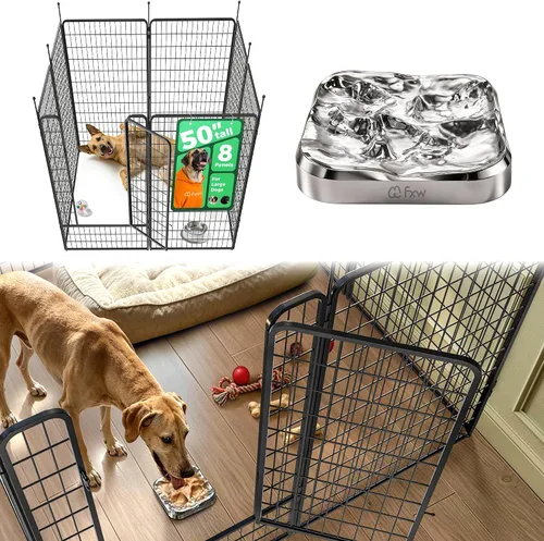 Vista 101 de FXW Rollick Unleashed Corral para Perros para Interiores, Patio, Campamento en RV, 24 pulgadas 4 Paneles para Perros Pequeños y Cachorros Negro