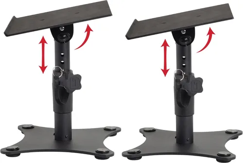 Vista 12 de Gator Frameworks Soporte de escritorio con abrazadera para monitor de estudio y altavoz con superficie acolchada de espuma EVA, ángulo ajustable