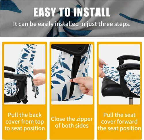 Vista 83 de Smiry fundas elásticas estampadas para silla de oficina de computadora, fundas universales para sillas giratorias de escritorio, extraíbles