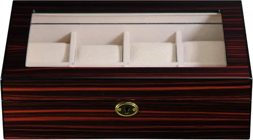 Vista 4 de TIMELYBUYS 8 piezas (6 + 2) XL extra grande de madera de ébano y caja organizadora de almacenamiento con parte superior de cristal