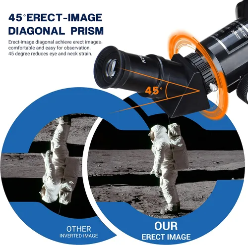 Vista 2 de ESSLNB - Telescopio para adultos, telescopio refractor de apertura de 70 mm (15X-180X) para principiantes de astronomía, telescopio portátil