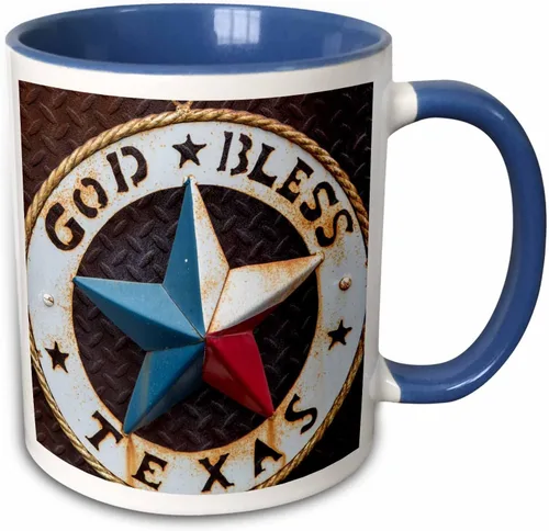 Vista 8 de 3dRose Lone star of Texas Emblem, Austin, Texas, Estados Unidos, taza negra de dos tonos de 11 oz Negro