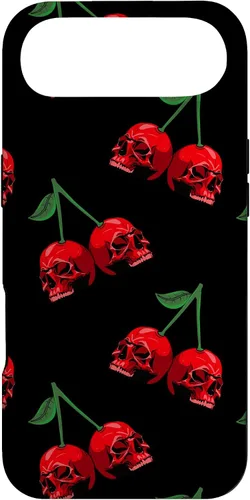 Vista 27 de Cute Cherry Skull Pattern Red Scary Skulls Black Background Case for iPhone 17