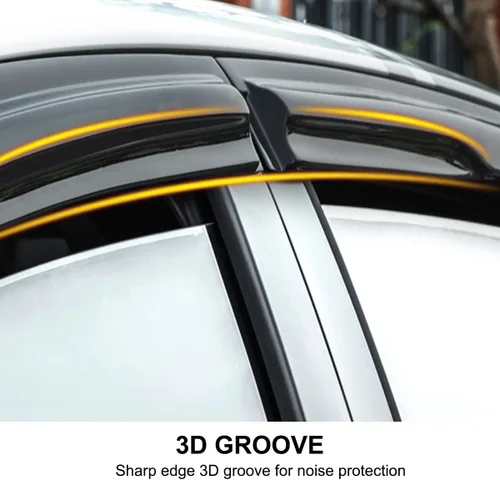 Vista 5 de Deflector de ventana apto para Altima Coupe 2008-2013 Viseras de ventana Protectores de lluvia Estilo Mugen, cinta adhesiva ahumada oscura, juego