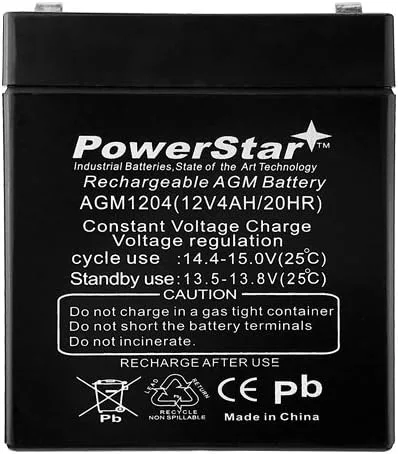 Vista 2 de PowerStar Sustituye a la batería UPGREADE del sistema de alarma ADT de la primera alerta CA1240 12V 4AH