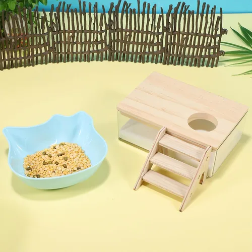 Vista 8 de POPETPOP Kit de baño de arena para hámster, 3 piezas, cuenco de comida para hámsters, contenedor de baño de arena para hámsters, contenedor de baño