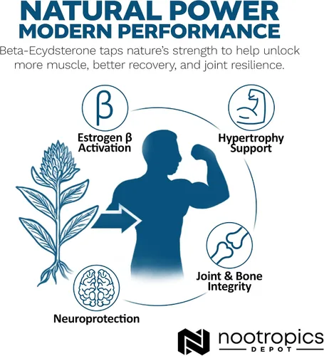 Vista 8 de Nootropics Depot Beta Ecdysterona/20-hidroxiecdisona 50% cápsulas 500mg Extracto de cianotis aracnoidea Fitoecdisteroide 30
