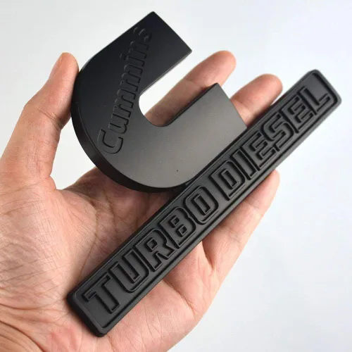 Vista 2 de 2pcs Cummins Turbo Emblemas 3D Logo para Ram 2500 3500 Placa de identificación Emblema Mopar (negro)
