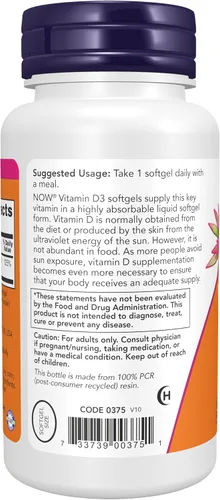 Vista 3 de Vitamina D-3 de NOW Foods, NOW1117/490/1501, 1, 1