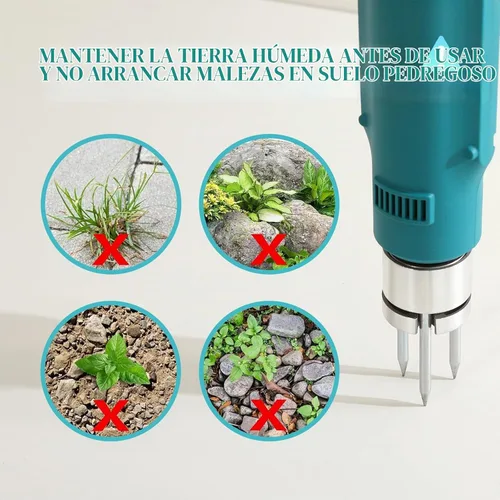 Vista 6 de Herramienta de extracción de malezas eléctrica de 21 V, extractor de malezas resistente con batería de 3000 mAh x 2, desbrozadora de raíces