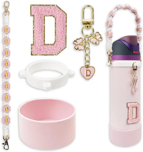 Vista 97 de SITKOL Juego de Monogramas Bonitos de Silicona Compatible con Botella de Agua Owala 24 oz, 32 oz, 40 oz - Accesorios Perfectos con la Letra Owala