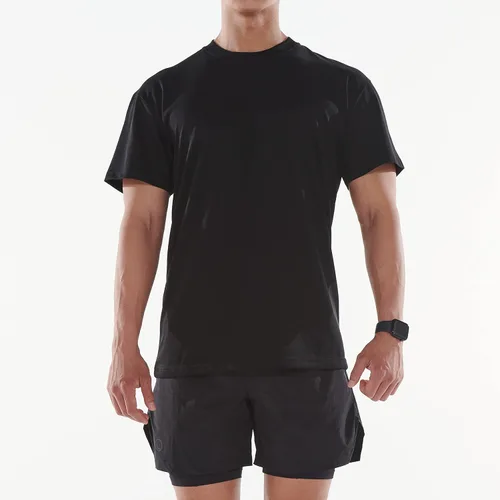 Vista 3 de LESTE Upcycling - Camiseta de manga corta con cuello redondo para hombre, entrenamiento deportivo, camiseta deportiva deportiva