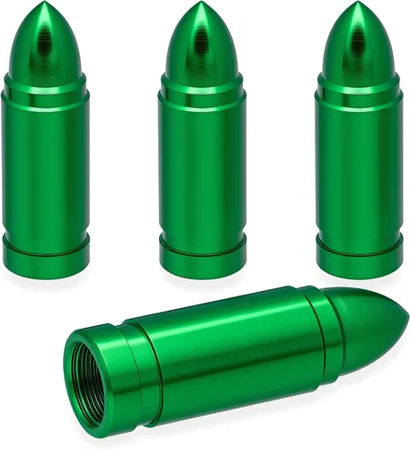Vista 43 de 4 piezas tapas de válvula de neumático estilo bala, resistentes a la corrosión, cubiertas universales de válvula de neumático de aleación