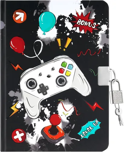 Vista 18 de WERNNSAI Diario luminoso de béisbol para niños, diario secreto con cerradura y llaves, cuaderno de diario para niños, regalo de cumpleaños y Navidad