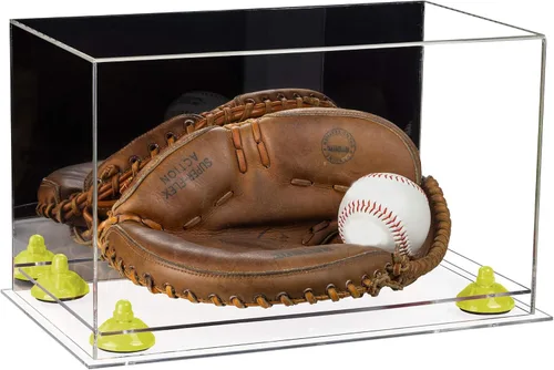Vista 64 de Better Display Cases Vitrina de guantes de béisbol de acrílico transparente con elevadores negros (A011/V16)